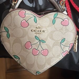 Coach Heart Bag with Pink Cherry Design